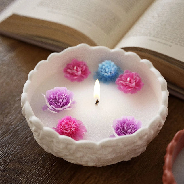 Rose Pattern Silicone Candle Mold Bowl